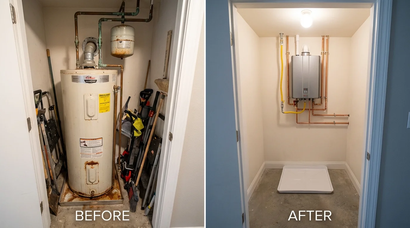 Tank water heater versus wall-mounted tankless unit comparison for Addison, NY homeowners