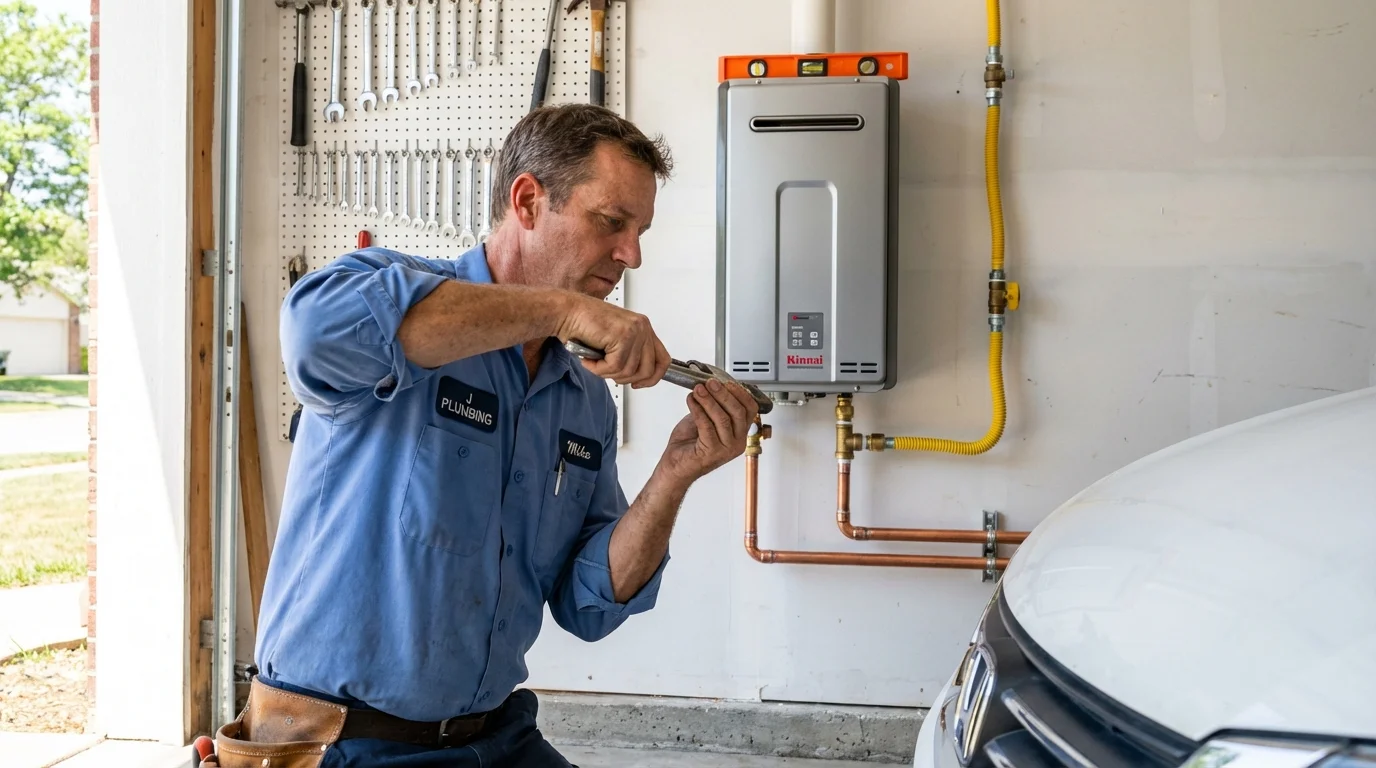 Tankless water heater installation by a Johns Plumbing LLC plumber in Addison